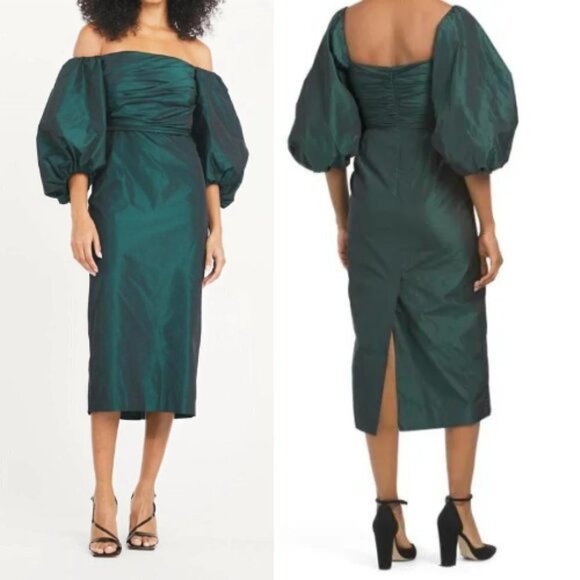 Tanya Taylor Dresses & Skirts - New! Tanya Taylor Charlotte puff sleeve off the shoulder midi Dress 30448